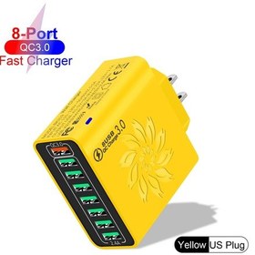 Resim 65 W 8 Port Usb Şarj Aleti Qc Hızlı Şarj Ab/abd/kr/ingıltere Tak Hızlı Şarj Güç Us Yellow 02 