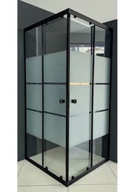 Resim Durul Duşakabin Kare Siyah Kumlama Box Desen Siyah 