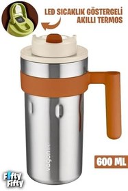 Resim Vagonlife 600 ML LED Sıcaklık Göstergeli Akıllı Çelik Termos Kulplu -Kahve Bardağı-Mug-FFVGN2009 