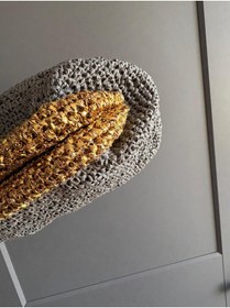Resim UNİCORNS Burslu Çanta, Burslu Clutch Çanta, Hasır El Çantası, Simli Hasır Çanta 