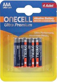 Resim Onecell LR03 Ultra Premium 1.5V AAA Alkalin Pil 4'lü 