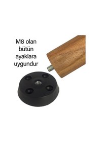 Resim 8 Adet Düz Ayak Tabanı Siyah Mobilya Masa Sehpa Ayağı Bağlantı Aparatı Plastik 