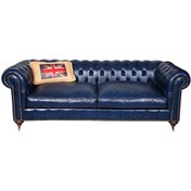 Resim 3A Mobilya Lacivert Hakiki Deri Chesterfield 230X90X80 CM 