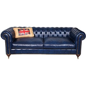 Resim 3A Mobilya Lacivert Hakiki Deri Chesterfield 230X90X80 CM 