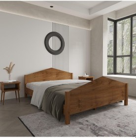 Resim Milano Model Ceviz Renk Çam Ahşap Karyola Ve İki Komodin Set-188 120 x 200 