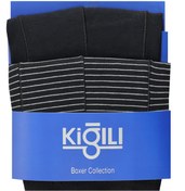 Resim Siyah 2'li Çizgili Pamuklu Süprem Boxer Seti Kigili