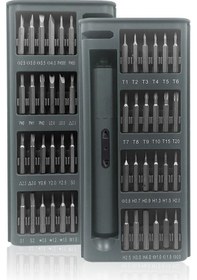 Resim Tenfowee 49 Parçalı Şarjlı Mini Elektrikli Tornavida Seti, S2 Çelik Uçlu, Hassas Onarım Aleti, Gri Renk 