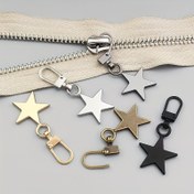 Resim Yıldız Fermuar Çekme Uçları 5'li Paket, Dikiş, Ceket, Sırt Çantası Fermuar Tamir Seti için Tokalı Ayrılabilir Metal Kaydırıcı - Karışık Renkler (Siyah, Altın, Gümüş Gri, Koyu Kahverengi) 