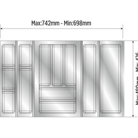Resim Mutfak Çekmece Içi Düzenleyici, Kaşıklık 74cm X 48cm Yanlar Ve Boydan 4cm Kesilebilir, Antrasit Antrasit 