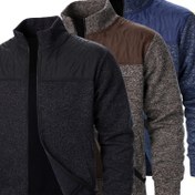 Resim 3'lü Erkek Rahat Polar Fermuarlı Sweatshirt - Kahverengi, Uzun Kollu, Hakim Yaka, Günlük Golf & Kamp Giyim, Makinede Yıkanabilir, Kamp Giyim | Şık Fermuarlı |, Kazak Yelek, Örme 