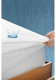Resim %100 Pamuk Fıtted Sıvı Geçirmez Tek / Çift Kişilik Bebek Alez Yatak Koruyucu Full Kenar Çarşaf Beyaz 