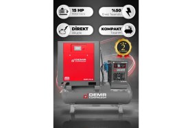 Resim Demr Kompresör 15 Hp 500 Lt Depo Üstü Invertörlü Vidalı Hava Kompresörü I DMV-15EI 