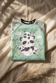 Resim Bebechi Panda Desenli Sıvı Geçirmez Kollu Mama Önlüğü 6-24 Ay - Blw Uyumlu, Leke Tutmayan Bebek Etkinlik Önl 