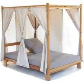 Resim BERZBUĞ LÜKS Ahşap Bahçe Yatak 140wX180dX180h Şezlong 