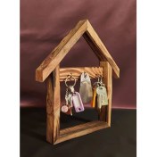 Resim Pasiflora Home Desing Doğal Ağaç Ev Tasarımlı Anahtarlık Raf %100 Doğal Ağaç 