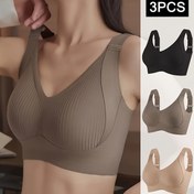 Resim 3 Adet Kadın Push Up İç Çamaşırı Anti-Sarkma Ayarlanabilir Çizgili Nefes Alabilen Dikişsiz Telsiz Sütyenler, Çıkarılabilir Pedler & Orta Destek - Günlük Konfor için Şık Kaldırma, Askısız Sütyen, Rahat Günlük Kullanım, Sofistike Dokuma, Pürüzsüz Kumaş 