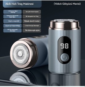 Resim Elektrikli Tıraş Makinesi Tam Vücut Yıkama Sakal Bıçağı Seyahat Kompakt Taşınabilir Erkek Tıraş Makinesi Sd-6 Yıldızlı Mavi 