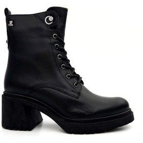 Resim Venüs 2552502 Kadın Hakiki Deri Kalın Topuk Bağcıklı Kısa Bot Siyah 