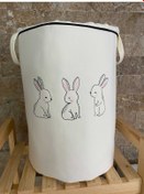 Resim Hs Hometex Tavşan Nakışlı Bez Kirli & Oyuncak Sepeti Krem 