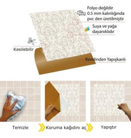 Resim Kendinden Yapışkanlı Salon Çiçekli Desenli Pvc Karo 30X30 cm (33 Adet) 3m2 