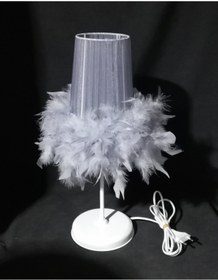 Resim TEKAY AYDINLATMA Gri Tüylü Çocuk Odası Genç Odası Yatak Odası Abajuru 