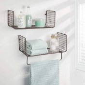 Resim Go Dekor Metal Banyo Havlu Askılı Duvar Rafı ( 2'li Set ) 