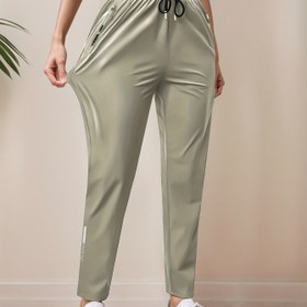 Resim Kadınlar için Yüksek Esneklikte Ice Sliky Fiber Pantolon, Hızlı Kuruyan Fermuar Cebi & Ayarlanabilir İp Bel - İlkbahar/Sonbahar Dış Mekan İçin Hafif Orta Bel Günlük Pantolon, Nem Çeken Kumaş, Düz Bacak Tasarım, Nefes Alabilen Malzeme, Alt Giysiler 