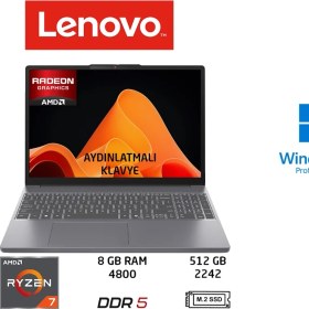 Resim Lenovo ıdeapad Slim 3 Amd Ryzen 7 7735HS 8gb 512GB SSD W11 Pro 15.3" 83K70098TR Duddi 