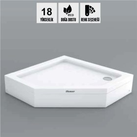 Resim SHOWER Batura Beşgen Duş Teknesi, Panelli 