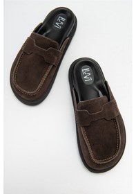 Resim Luvishoes Luvi Shoes Laven Kahve Süet Hakiki Deri Kadın Terlik Kahverengi 