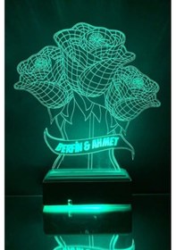 Resim Sevgiliye Hediye 3D Led Lamba 3 Gül 
