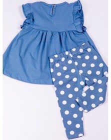 Resim Hçm Kız Çocuk Takım Kapri Taytlı Minnie Mouse Baskılı Puantiyeli B6 Mavi 