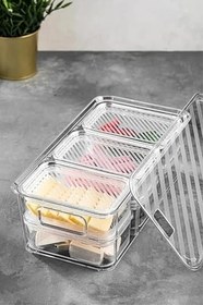 Resim Online Kapında Lüks 7'li Akrilik Kapaklı Kutulu Kahvaltılık SaklamaKabıŞeffaf Kahvaltılık PiknikSeti Beyaz 