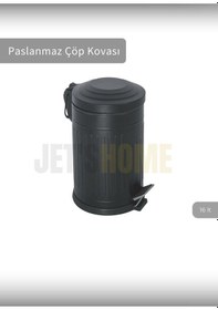 Resim Jet's Home Pedallı Banyo Çöp Kovası Paslanmaz 16 Lt Mutfak Çöp Kutusu Siyah Siyah 
