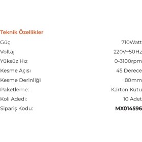 Resim Max Extra MX4596 - Elektronik Devirli Dekupaj Testere Makinesi 710 Watt 