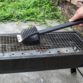 Resim 3'ü 1 Arada Izgara Temizleme Aleti - Paslanmaz Çelik Tel Fırça ve Kazıyıcı/Kepçe Kombini, Uzun Ergonomik Saplı Dayanıklı Yeniden Kullanılabilir BBQ Grill Bakımı için - Dış Mekan Pişirme Aksesuarları, Rahat Tutuş, Sağlam Yapı 