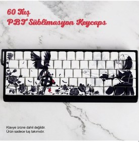 Resim Retro Mürekkep Tarzı Pbt Keycaps Süblimasyon Klavye Tuş Takımı Modifikasyonu 60 Tuş Tüm Mekanik-manyetik Klavyeler İle Uyumludur. 