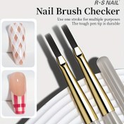 Resim Vintage Checkered Nail Fırçası - Hipoalerjenik, Çift Başlı Manikür ve Pedikür Fırçası, Hassas Tırnak Sanatı için Ergonomik Sap ile, Tüm Tırnak Tipleri için Dayanıklı Kıllar, Tırnak Aksesuarları 