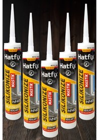 Resim 5 Adet Hatfix Silikonize Beyaz Mastik 450gr Hf-450 