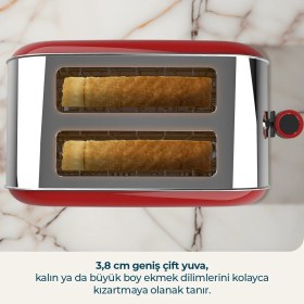 Resim Cecotec Toastin Time 850 Red Lite Ekmek Kızartma Makinesi Hızlı Çift Dilim Tost Makinesi 