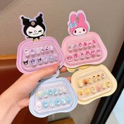 Resim Sanrio Cartoon Press-On Nails Set Cute HelloKitty & Friends-for My Melody Kuromi Pochacco Cinnamoroll Pompom Purin Designs Fake Nails Detachable Lovely False Nails For Girls' Gifts 