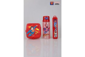 Resim Özbience Çocuklar Için Lisanslı Süperman Yemek Seti ve Matara, Diş Fırçası Kapağıyla 