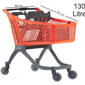 Resim 130 Litre Kartal Plastik Market Alışveriş Arabası Turuncu / En:58 Boy:95 Yükseklik:98 Cm 