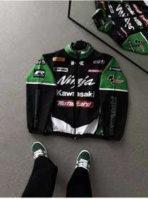 Resim Lushen Ninja Kawasaki Motorcu Yağmurluk Rüzgarlık İnce Ceket 