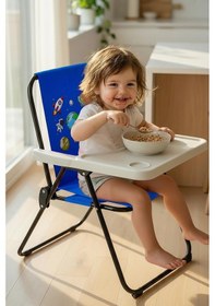 Resim Exent Kids 2 6 Yaş, Uzay Yolu Katlanır Portatif Mama Sandalyesi, Tak-çıkar Masa İle-mavi 