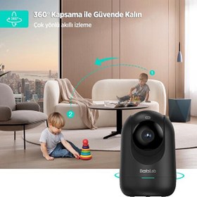 Resim Botslab 360+ C211 2K Pro Wi-Fi 360° Akıllı Güvenlik Kamerası Bebek Monitörü Evcil Hayvan Kamerası İç Mekan Kamerası IP Kamera 