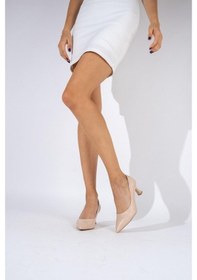 Resim Modabuymus Ten Rengi Stiletto Kısa Kadeh Topuklu Ayakkabı - Kandy 