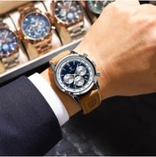 Resim POEDAGAR Erkek Lüks Kronograf Kol Saati - Işıklı, 30m Su Geçirmez, Tarihli, Deri Kayış 