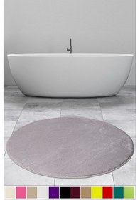 Resim Elite Gri 100x100 Cm Yuvarlak Peluş Banyo Paspası Kaymaz Taban Pu Gri 