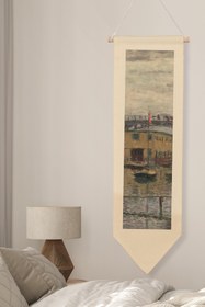 Resim Duvar Halısı Pinterest Oda Dekoru, Monet Sanat Serisi, 100cm Kanvas Flama Askılı Duvar Örtüsü NO:589 - Renkli - 12 / 30 x 100 